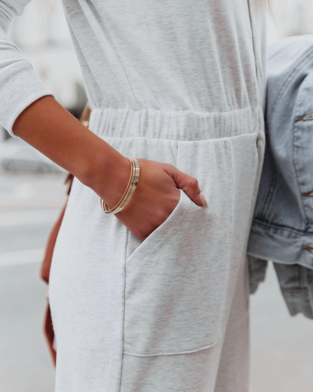 LOVE-003 Vander Pocketed Hooded Knit Jumpsuit - Light Grey - FINAL SALE - Image 4