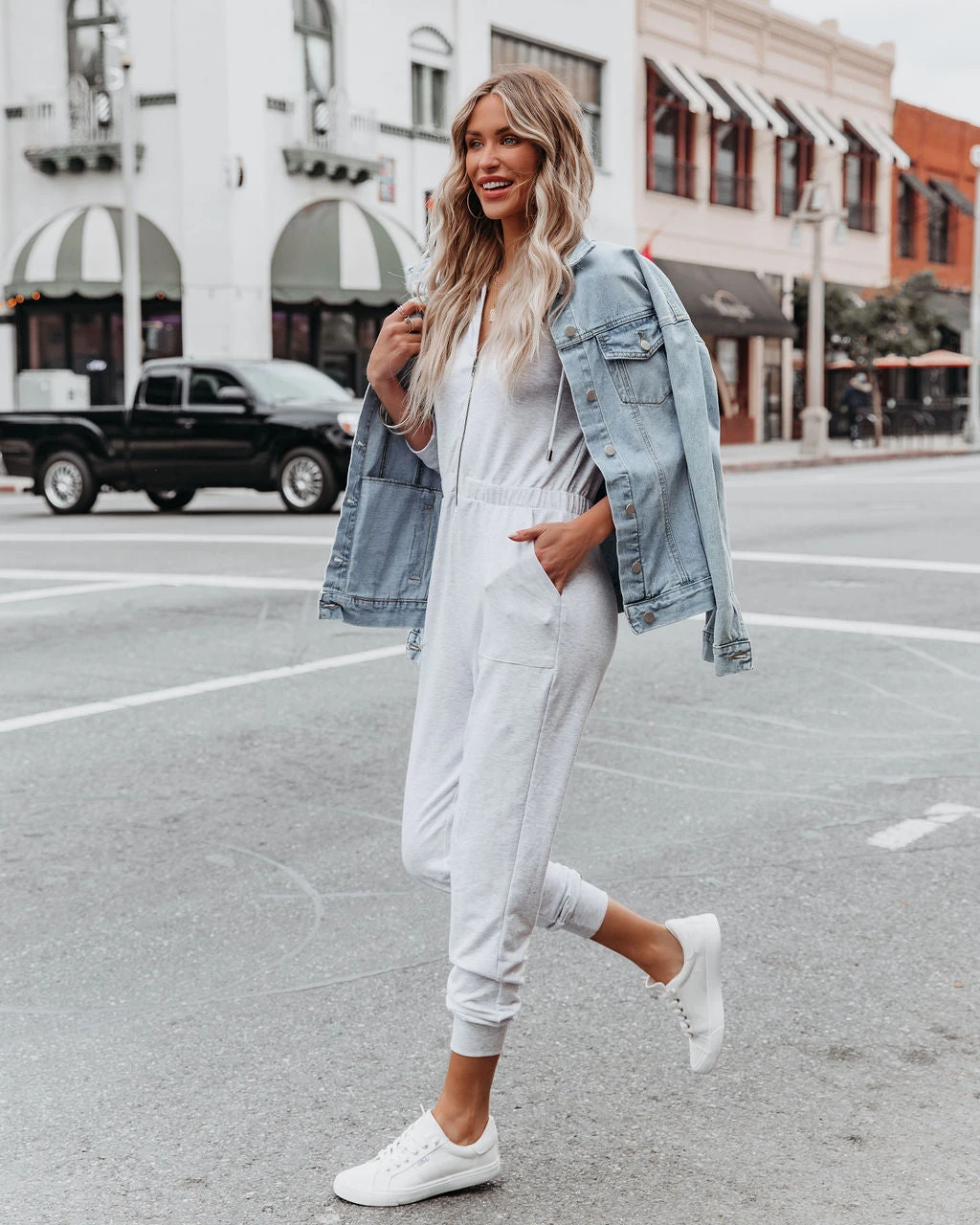 LOVE-003 Vander Pocketed Hooded Knit Jumpsuit - Light Grey - FINAL SALE - Image 3