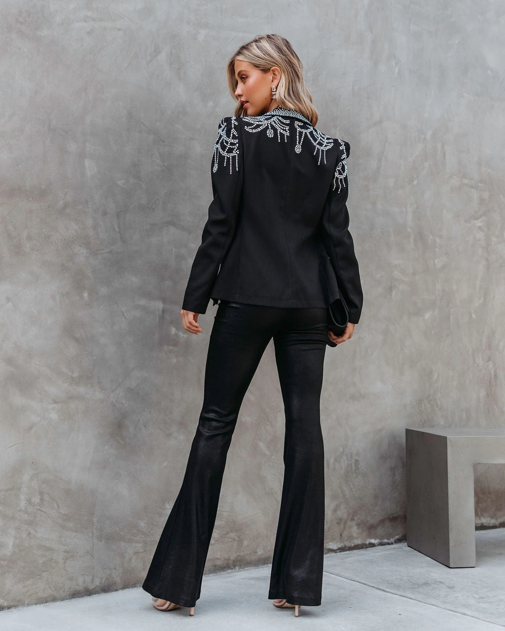 A PE-001 Waking Up In Vegas Rhinestone Embellished Blazer - Black - FINAL SALE - Image 4