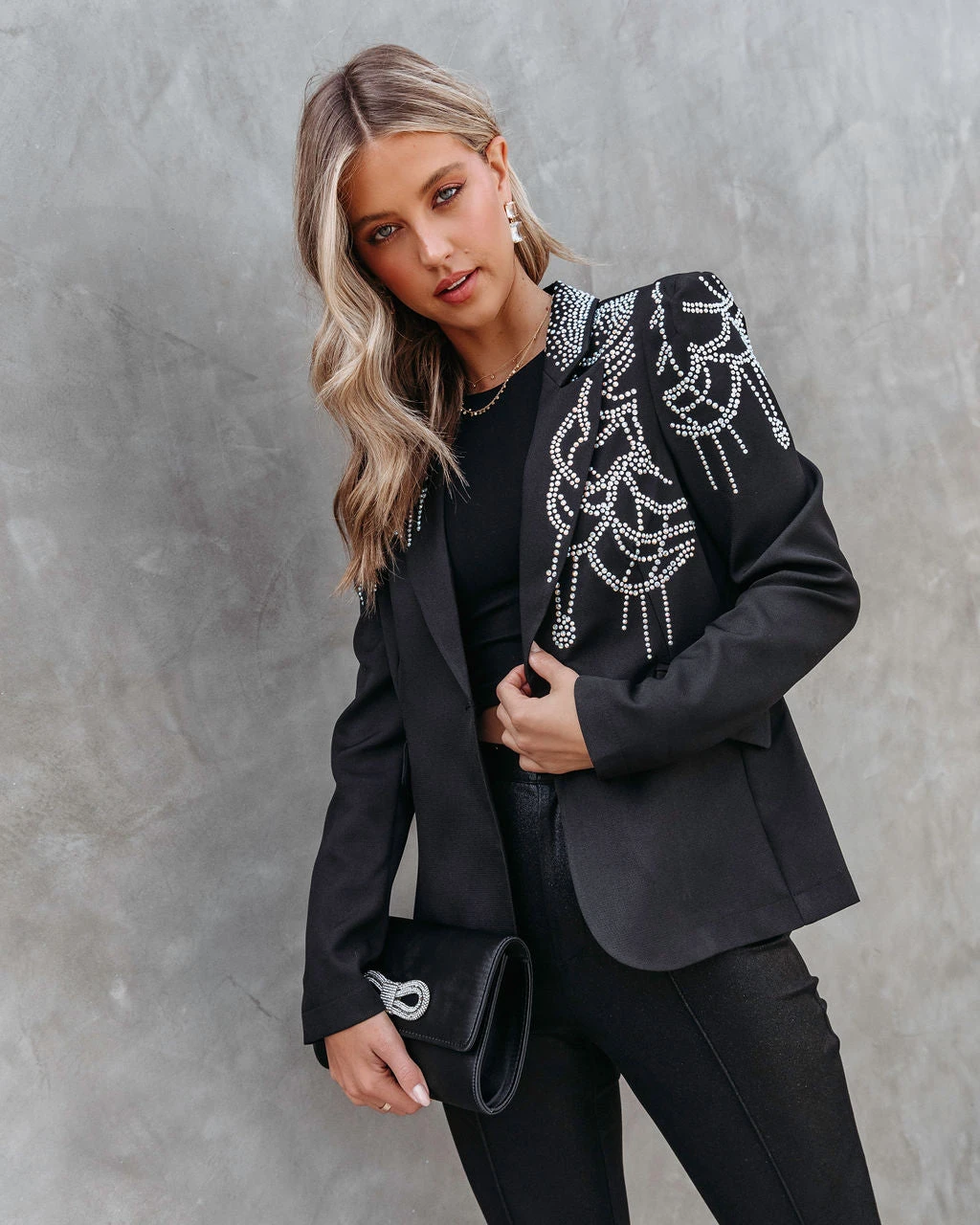 A PE-001 Waking Up In Vegas Rhinestone Embellished Blazer - Black - FINAL SALE - Image 5