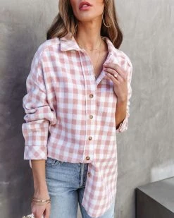 DRES-001 Weekend Road Trip Gingham Button Down Top - FINAL SALE