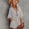 FLAW-001 Well Behaved Printed Pocketed Tie Romper - FINAL SALE