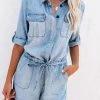 VELV-001 Worth The Trek Pocketed Tencel Romper - Chambray - FINAL SALE