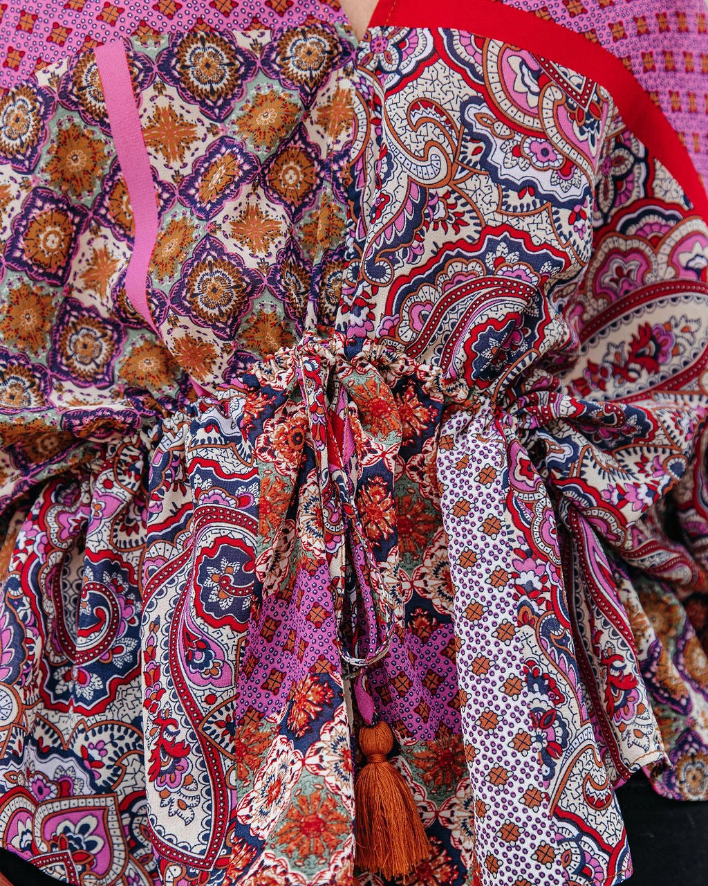 AAKA-001 Yvie Patchwork Drawstring Blouse - FINAL SALE - Image 4