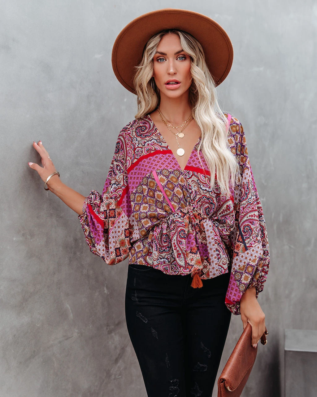 AAKA-001 Yvie Patchwork Drawstring Blouse - FINAL SALE - Image 7